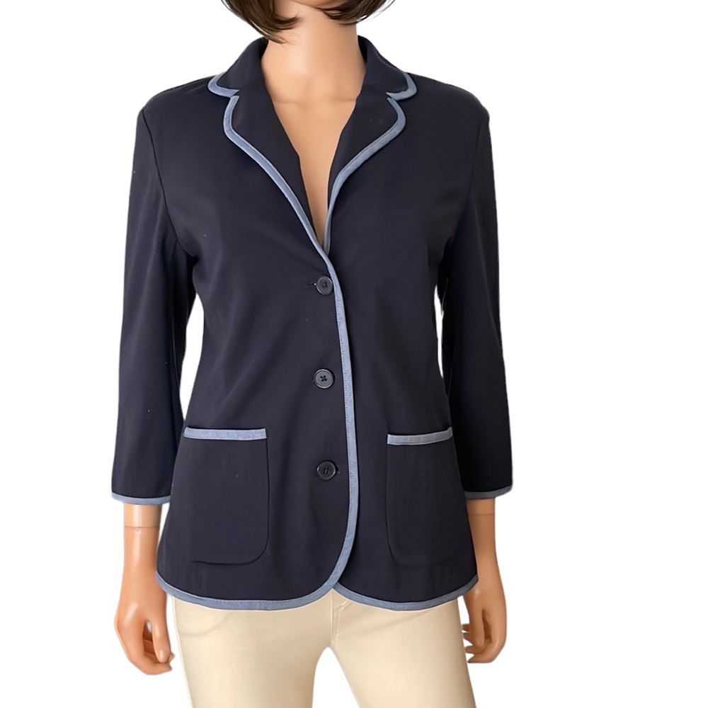 NWT Talbots blue soft shell button blazer
